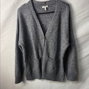 Ella Moss  Heather Gray V-Neck Single-Button Cardigan